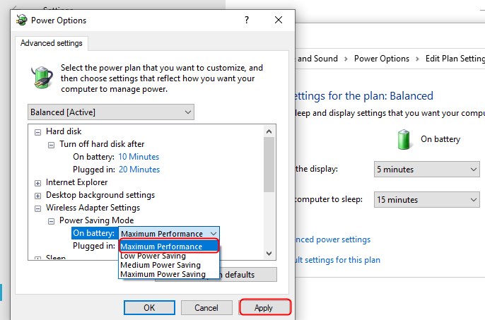 Windows Wi-Fi Power-Saving Mode