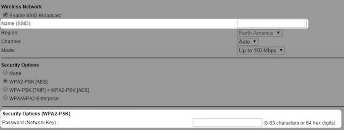 change ssid and password