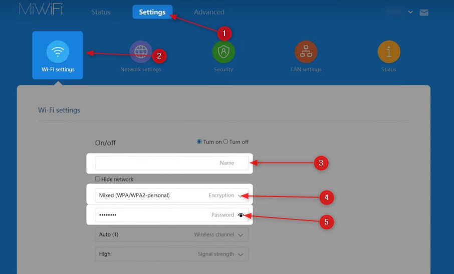 Change Mi router WiFi name and password