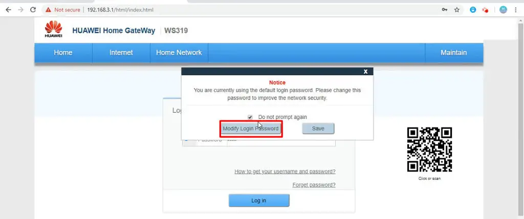 modify login password