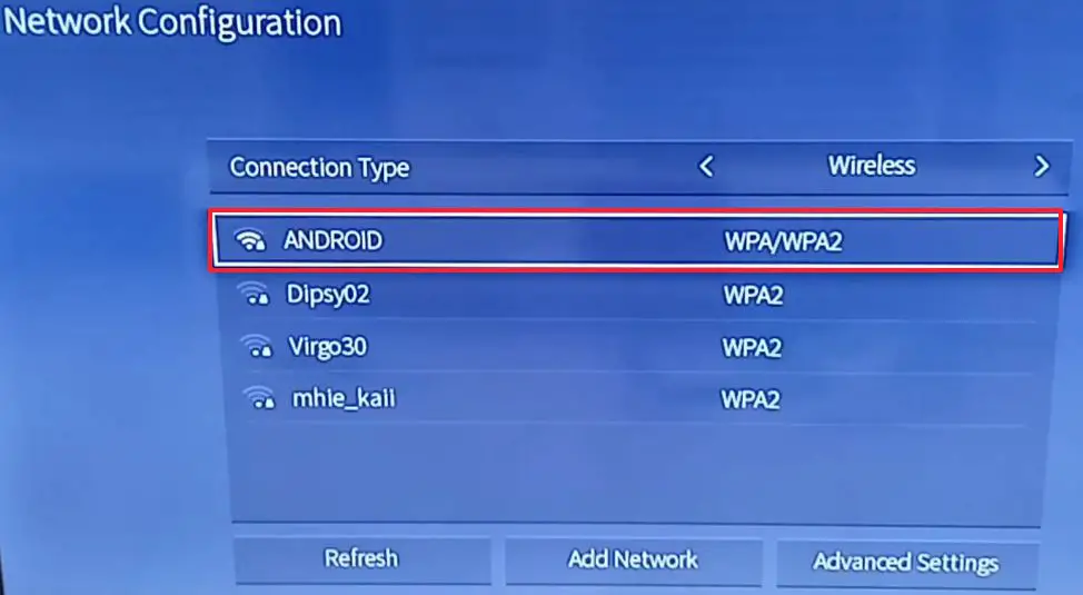select your network
