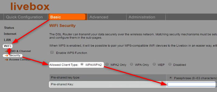 Change WiFi password on Orange router