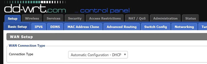 DD-WRT control panel