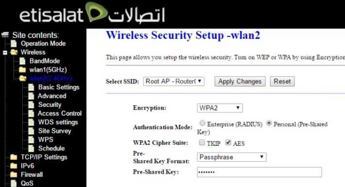 Change Etisalat WiFi password