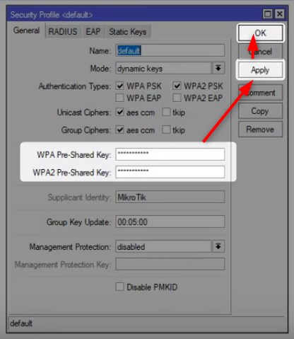 change wifi password mikrotik