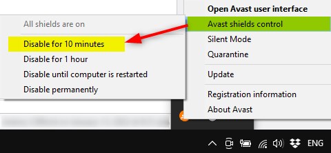 disable your antivirus temporarily