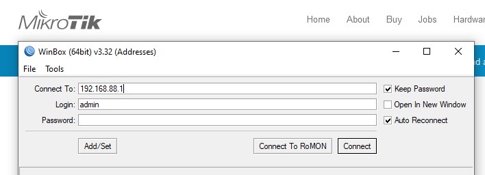 mikrotik router login using WinBox