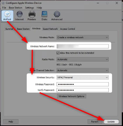 Apple router Wireless settings