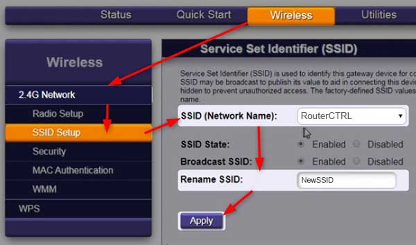 Change SSID on Calix router