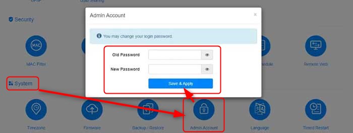 Change admin password on Cudy router