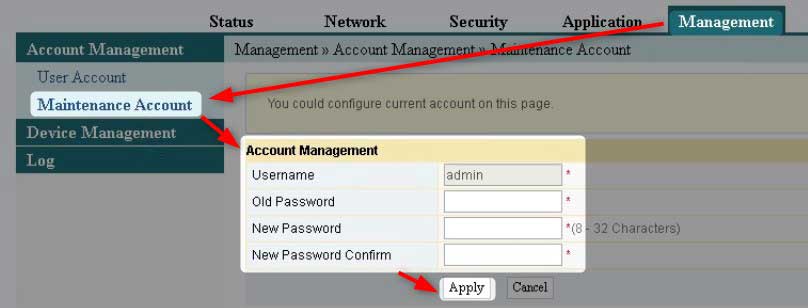 Change admin username and password on FiberHome router