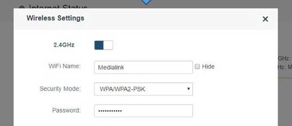 reset medialink router password