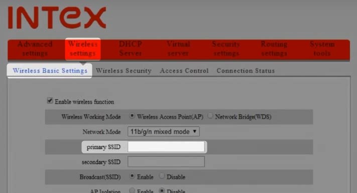 Change the network-name on Intex router