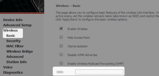 Change the wireless network name on Comtrend router