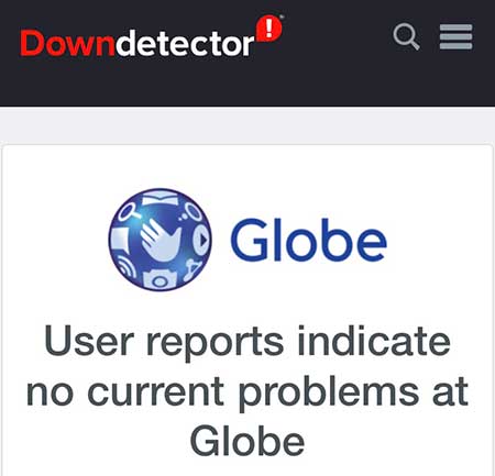 Globe at Home on downdetector site