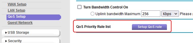 Set up QoS rule