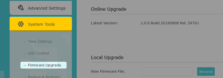 TP-Link WiFi extender firmware upgrade