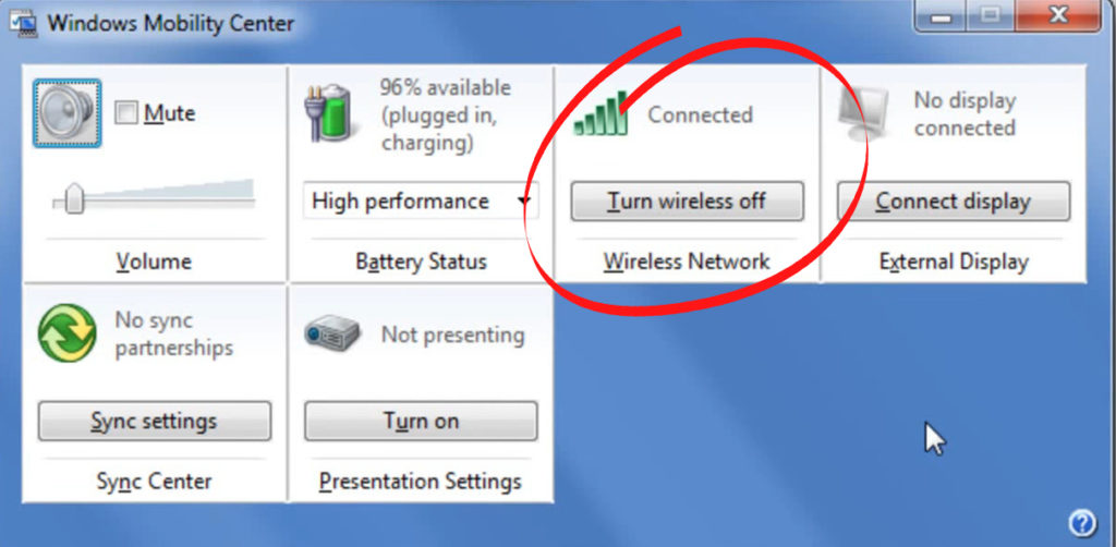 Turn wireless on