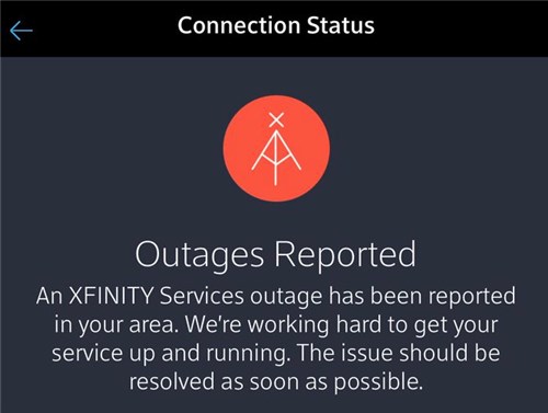 Xfinity outage detected notification