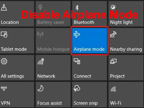 Deactivate Airplane Mode