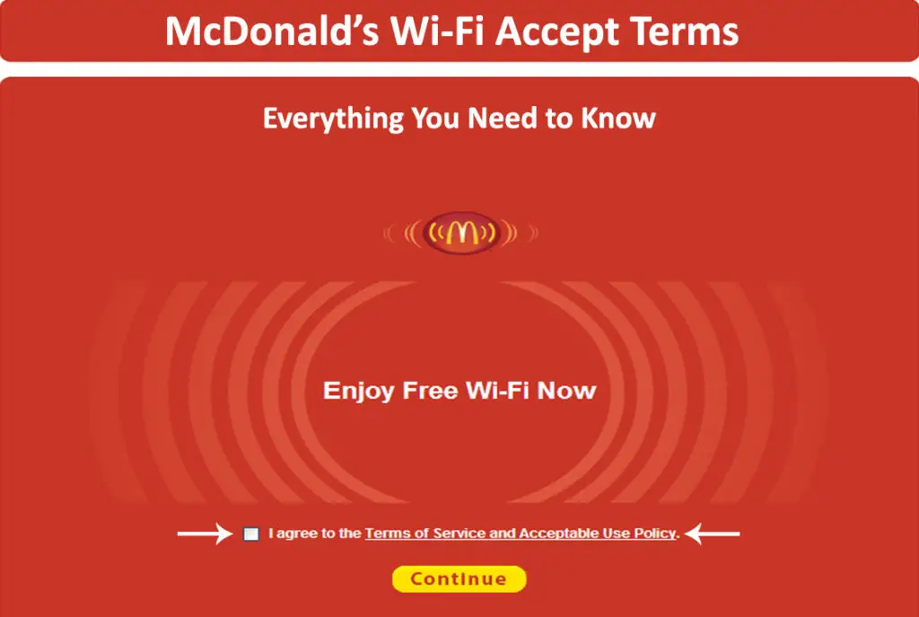 McDonald’s Wi-Fi Accept Terms
