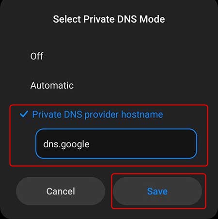 Select Private DNS mode