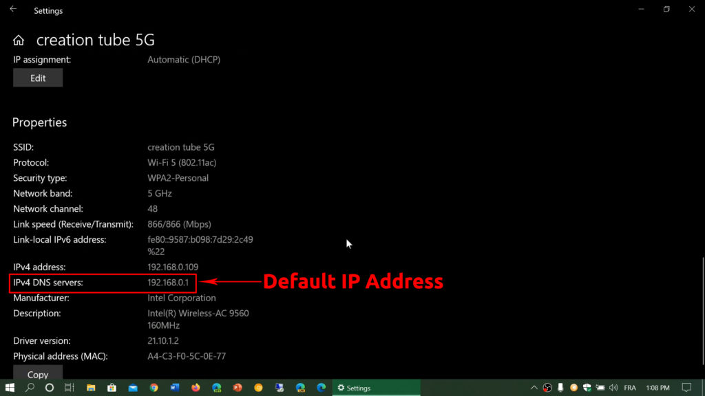 default IP address