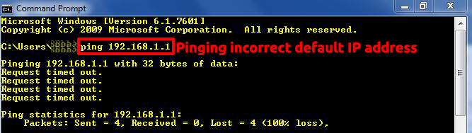 wrong IP address for your router