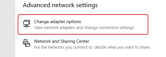 Change adapter options