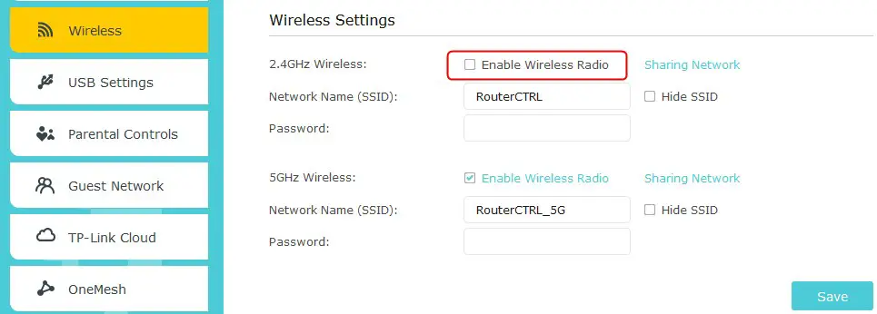 Disable 2.4GHz band