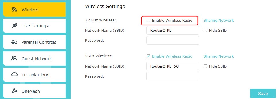 Disable 2.4GHz band