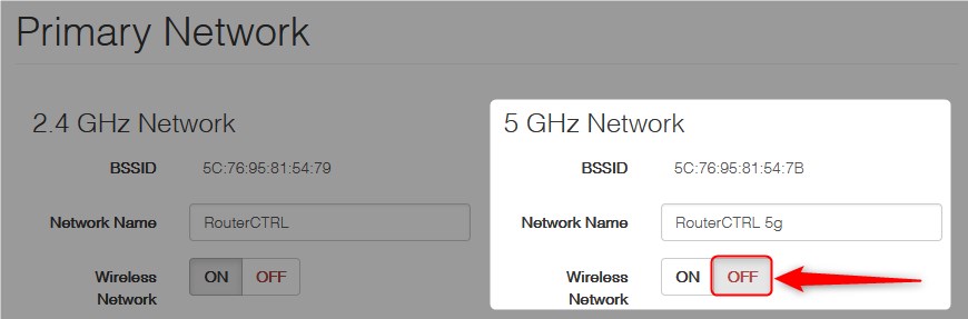 Disable 5GHz network