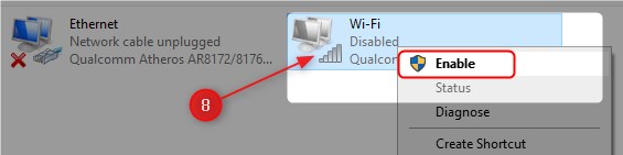 Enable the WiFi adapter