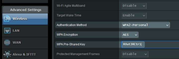 Set up a wireless password on Asus router