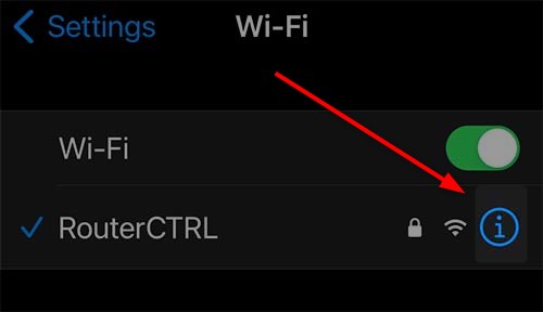 Tap the info icon next to the WiFi name