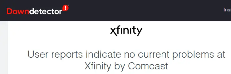 Xfinity outage report on DownDetector.com