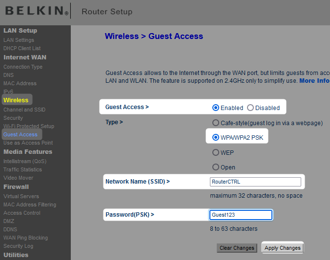 belkin guest WiFi