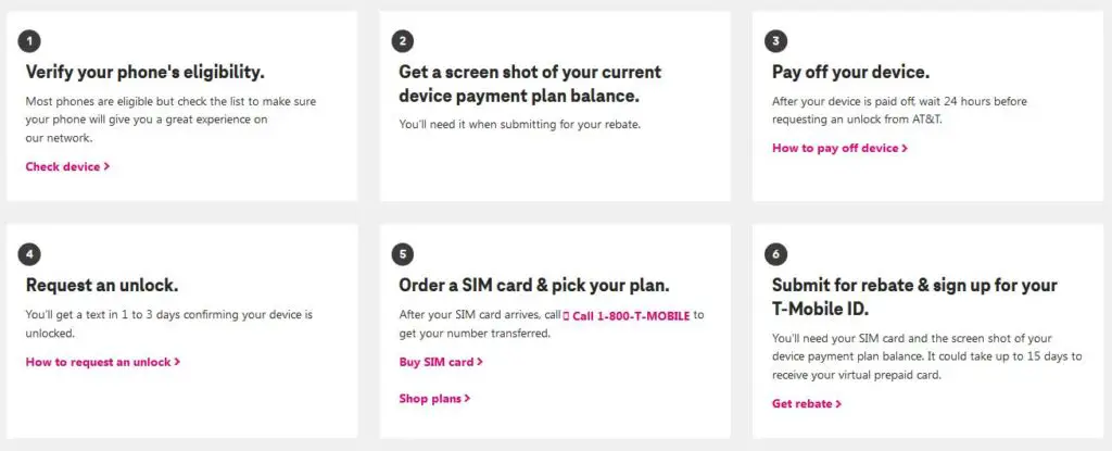 steps to take for switching from AT&T to T-Mobile