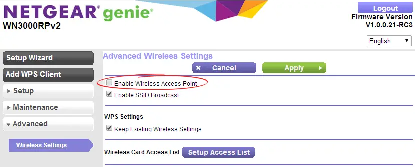 wireless AP settings