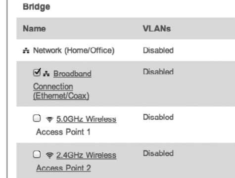 Bridge mode settings