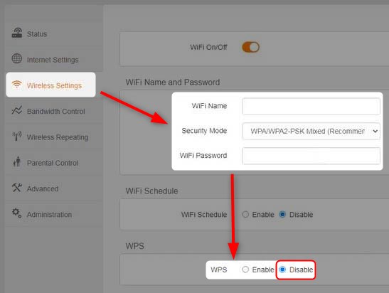 Change the WiFi settings on MT-Link router