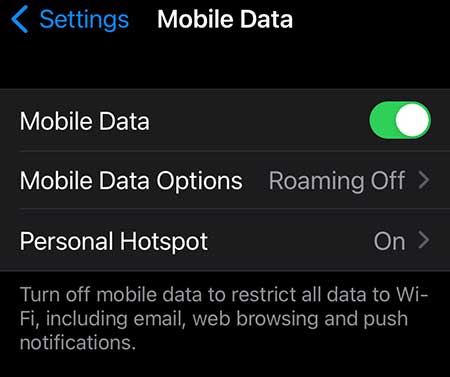 Enable Mobile data