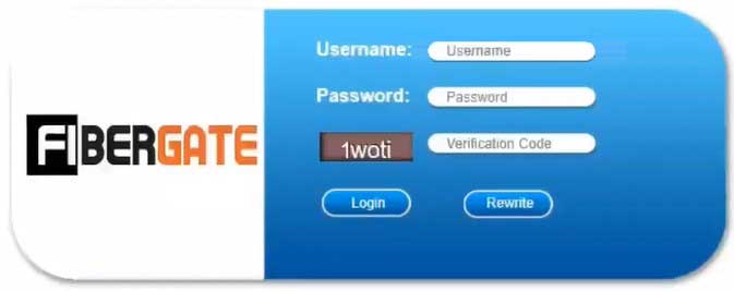 FiberGate router login page