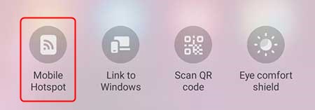 Tap on the Mobile Hotspot icon