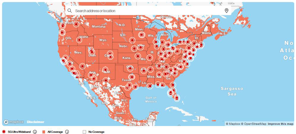 Verizon 5G/4G Coverage Map