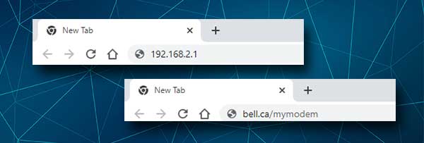 Bell router login IP and web address