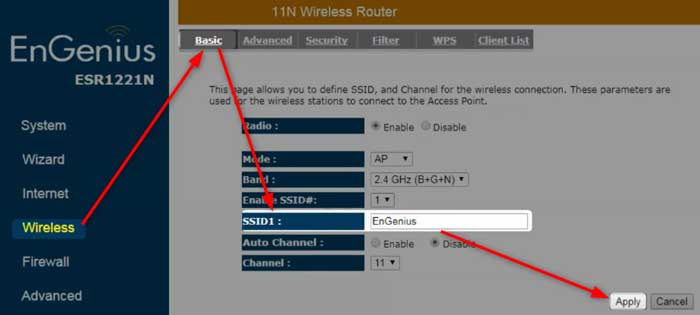 Change EnGenius SSID