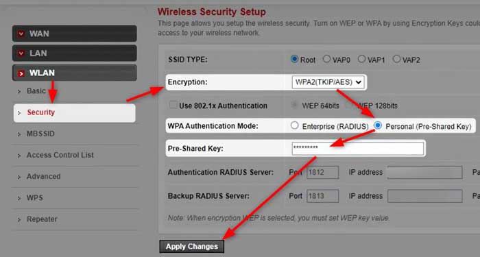 Change WiFi password on Beetel router