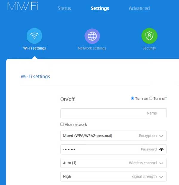 Change WiFi settings on MiWiFi router