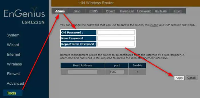 Change admin password on EnGenus router